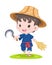 Cute Thai farmer walking relaxly illustration