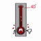 Cute Thermometer icon and out hand	illustration