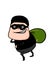 Cute thief cartoon illustration and white background	cartoon illustration