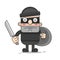 Cute Thief Character. Vector Cartoon Illustration. Bandit With Bag. Robber In Mask