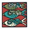 Cute three blue fish tile clipart. Colorful decorative marine life vector illustration
