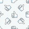 Cute thumbs up hand symbol seamless vector pattern. Hand drawn expression gesture for simple stylized sign. Hand gesture