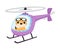 Cute Tiger Animal with Goggles Flying on Helicopter with Propeller Vector Illustration
