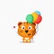 Cute tiger carrying balloons