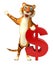 Cute Tiger cartoon character with dollar sign