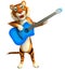 Cute Tiger cartoon character with guitar