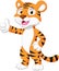 Cute tiger cartoon giving thumb up