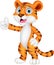 Cute tiger cartoon giving thumb up