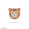 Cute tiger color filled line icon vector