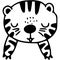 Cute tiger face, wildlife animal, cute kitty, cat, kitten illustration