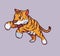 cute tiger jumping hunting. isolated cartoon animal nature illustration. Flat Style suitable for Sticker Icon Design Premium Logo