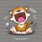 CUTE TIGER OPEN MOUTH ROAR, BORN TO ROAR, CUTE ANIMAL CHARACTER, CUTE CARTOON ILLUSTRATION 2