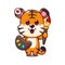 cute tiger painter cartoon vector illustration.