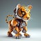 Cute tiger robot, robotic animal isolated over dark background. Created with generative Ai