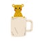 Cute Tiger in White Teacup, Adorable Little Cartoon Animal Character Sitting in Coffee Mug Vector Illustration