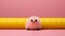 Cute Tiny Animal Pecked By Pink Cord - Cinema4d Rendered Minimalism