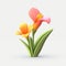 Cute Tiny Canna Lily Emoji In 3d Clay Render