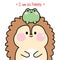 Cute tiny frog stay on head of hedgehog cartoon.I am so happy text on white background