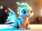 Cute tiny hyperrealistic Anime dragon( ( ( Cloudjumper) ) ) , chibi, adorable and fluffy, logo design, cartoon, cinematic lighting