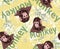 Cute tiny monkey and textile printing variants, gift paper printing patterns, animal picture and writings, pattern, fabric pattern