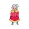 Cute tired old senior woman in winter coat