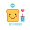 Cute toast bread Funny Cartoon character and drink Perfect breakfast
