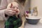 Cute toddler licking mums finger whilst baking in the kitchen.