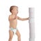 Cute toddler and toilet paper tower