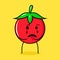 cute tomato character with disgusting expression and tongue sticking out
