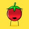 cute tomato character with Embarrassed expression