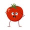 Cute tomato character with emotions in a panic grabs his head