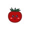 Cute tomato character with face. Kawaii doodle tomato isolated on white background.