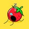 cute tomato character with sleep expression and mouth open