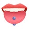 Cute tongue piercing icon, cartoon style