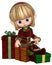 Cute Toon Christmas Elf with Presents