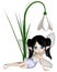 Cute Toon Dark Haired Snowdrop Fairy, Sitting