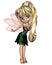 Cute Toon Fairy in Green and Purple Flower Dress