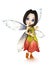 Cute toon fairy with wings smiling on a white background