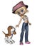 Cute Toon Girl and Puppy - 1