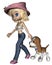 Cute Toon Girl and Puppy - 2