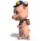 cute toon pig as a boy scout, 3d-illustration