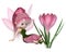 Cute Toon Pink Crocus Fairy, Sitting by a Flower