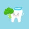 Cute tooth with broccoli.