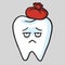 Cute Tooth Cartoon Toothache Vector Illustration