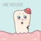 Cute tooth character with caries.