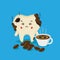 Cute Tooth Characters Feel Bad with Coffee Stains