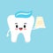 Cute tooth with curd easter dental icon isolated on background