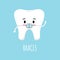 Cute tooth with dental braces emoji character