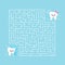 Cute tooth emoji and maze game vector flat illustration.