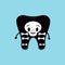 Cute tooth in skeleton costume isolated vector icon.